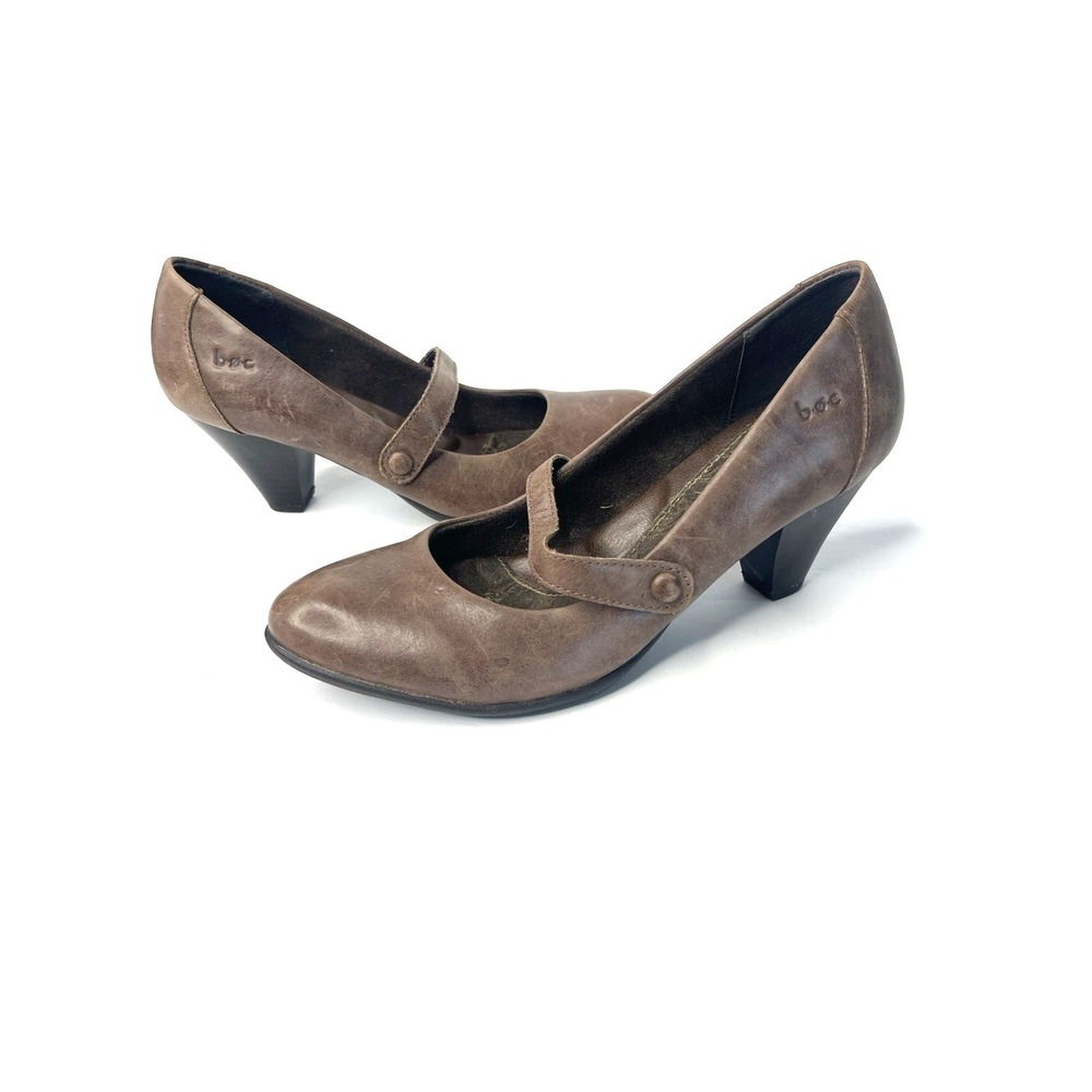 Y2K Vintage‎ BOC Born Concept Mary Jane Brown Leather Heels Size 7